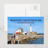 Boston Lighthouse, Massachusetts Ansichtkaart Briefkaart (Voorkant / Achterkant)