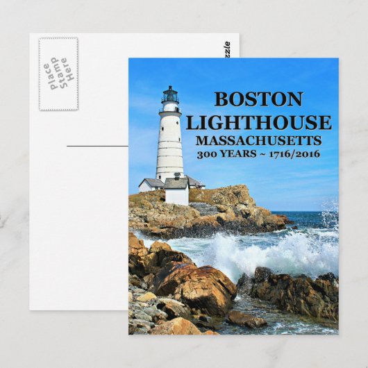 Boston Lighthouse, Massachusetts Briefkaart (Voorkant / Achterkant)