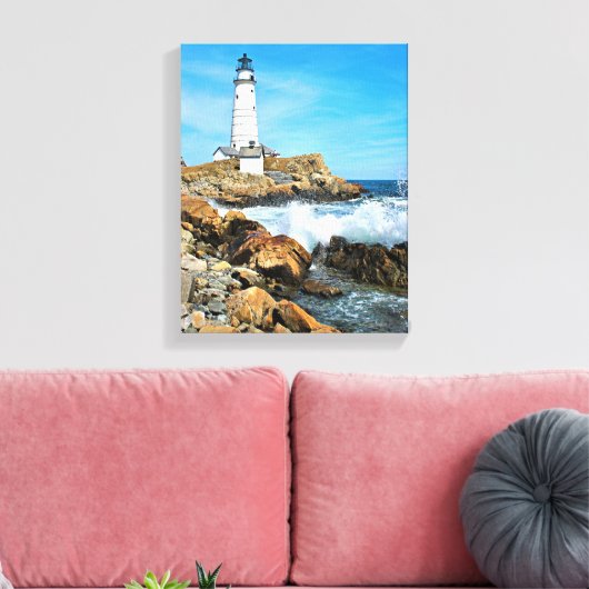 Boston Lighthouse, Massachusetts Canvas Afdruk (Insitu (Woonkamer))
