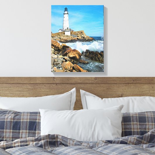 Boston Lighthouse, Massachusetts Canvas Afdruk (Insitu (Slaapkamer))