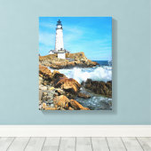 Boston Lighthouse, Massachusetts Canvas Afdruk (Insitu (Houten vloer))
