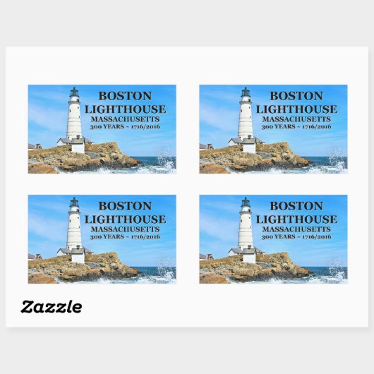 Boston Lighthouse, Massachusetts Rechthoekige Sticker (Vel)