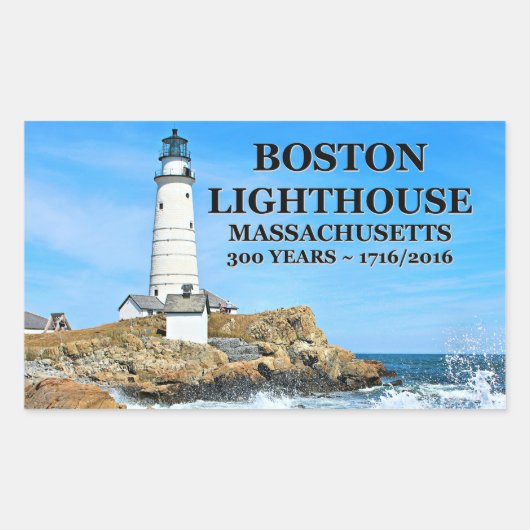 Boston Lighthouse, Massachusetts Rechthoekige Sticker (Voorkant)