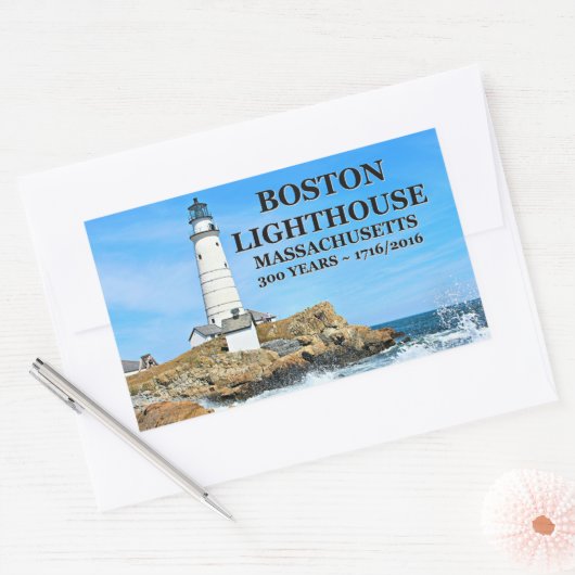 Boston Lighthouse, Massachusetts Rechthoekige Sticker (Envelop)