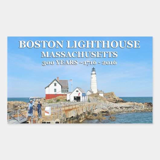 Boston Lighthouse, Massachusetts Rechthoekige Sticker (Voorkant)