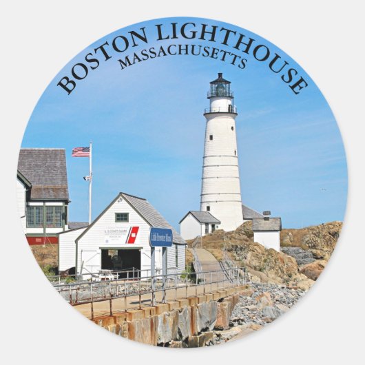 Boston Lighthouse, Massachusetts Round Sticker (Voorkant)