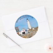 Boston Lighthouse, Massachusetts Round Sticker (Envelop)