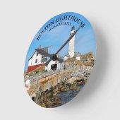 Boston Lighthouse, Massachusetts Round Wall Clock Ronde Klok (Hoek)