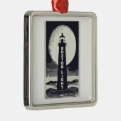 Boston Lighthouse Moon Metalen Ornament (Rechts)
