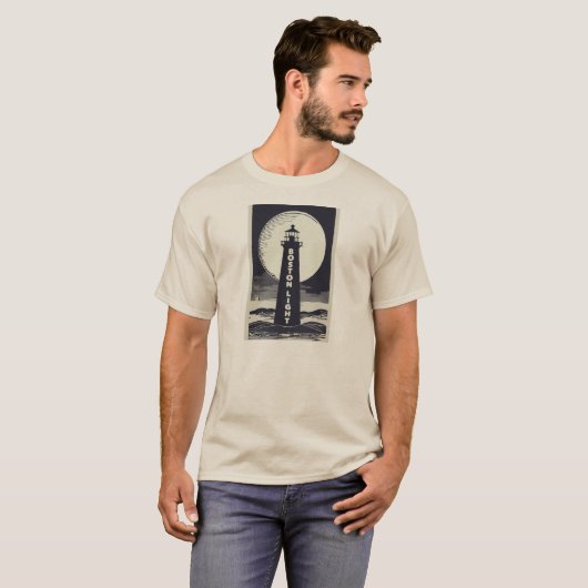 Boston Lighthouse Moon T-shirt (Voorkant volledig)