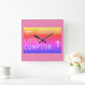 Boston, Little Compton, RI Rainbow Sign Vierkante Klok (Huis)