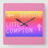 Boston, Little Compton, RI Rainbow Sign Vierkante Klok (Voorkant)