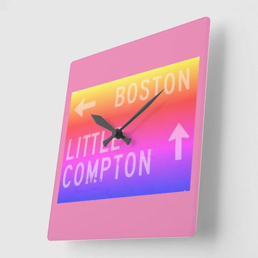 Boston, Little Compton, RI Rainbow Sign Vierkante Klok (Hoek)