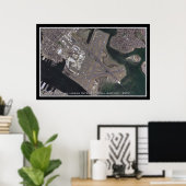 Boston Logan Intl Airport Satellite Map Poster (Thuiskantoor)