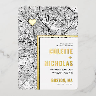 Boston Love Locator   Dadelijke plattegrond Folie Uitnodiging