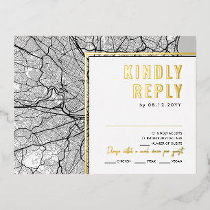 Boston Love Locator   RSVP WHT Reply Card Folie Uitnodiging Briefkaart