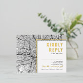 Boston Love Locator | RSVP WHT Reply Card Folie Uitnodiging Briefkaart (Staand Voorkant)