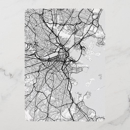 Boston Love Locator | Stadsplattegrond Bewaar de d Folie Uitnodiging (Achterkant)