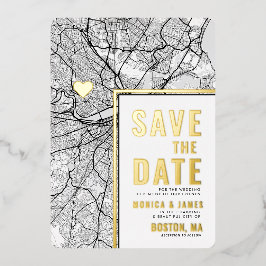 Boston Love Locator | Stadsplattegrond Save the Da Folie Uitnodiging