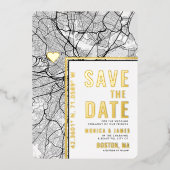 Boston Love Locator | Stadsplattegrond Save the Da Folie Uitnodiging (Voorkant)