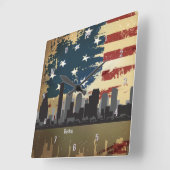 Boston, MA American Cities CityScape Wall Clock Vierkante Klok (Hoek)