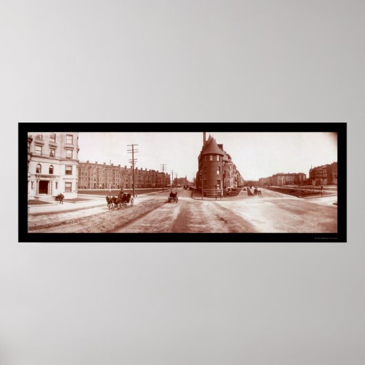 Boston, MA Beacon Street Huge Foto 1903 Poster (Voorkant)