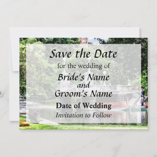Boston MA - Boston Public Garden Bridge Save The Date (Voorkant)