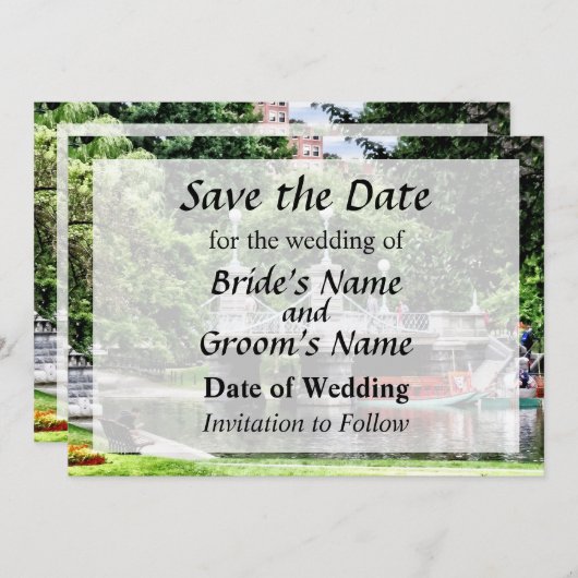 Boston MA - Boston Public Garden Bridge Save The Date (Voorkant / Achterkant)