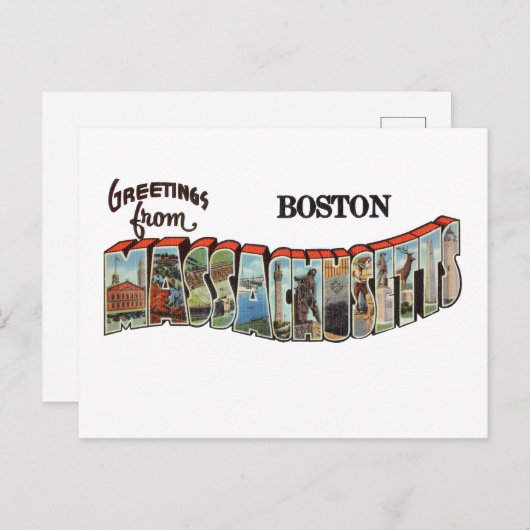 Boston MA Briefkaart (Voorkant / Achterkant)