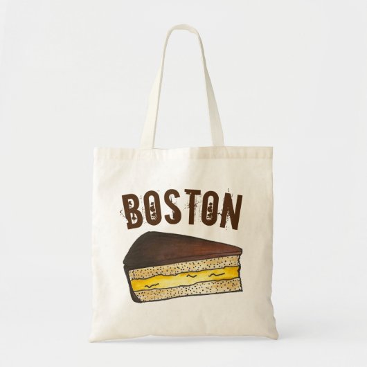 Boston MA Cream Pie Slice Foodie Massachusetts Tote Bag (Voorkant)