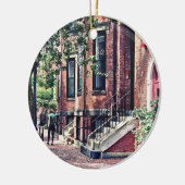 Boston MA - De hond uitlopen op de berg Vernon Str Keramisch Ornament (Links)