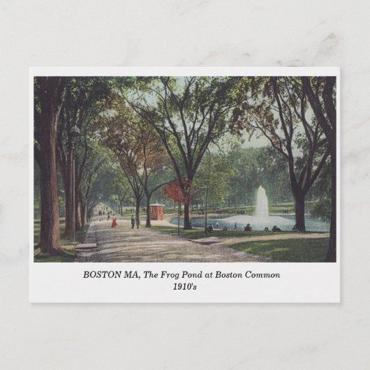 Boston MA Frog Pond bij Boston Common 1910s  Briefkaart (Voorkant)