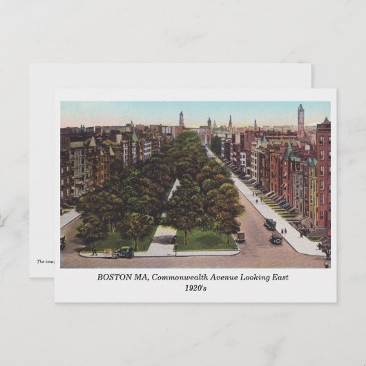 Boston MA, Gemenebest Ave. Uitzicht  briefkaart (Voorkant / Achterkant)