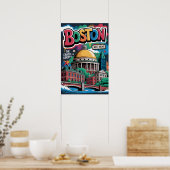 Boston MA Graffiti Stedelijk Reisposter Poster (Keuken)