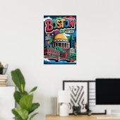 Boston MA Graffiti Stedelijk Reisposter Poster (Thuiskantoor)