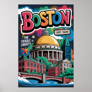 Boston MA Graffiti Stedelijk Reisposter Poster