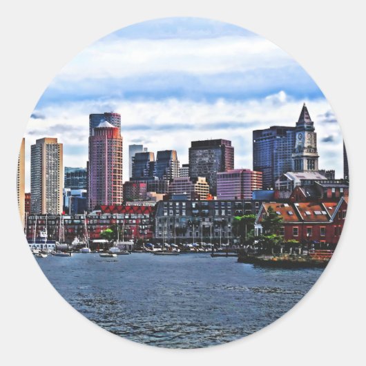 Boston MA - Inner Harbor Ronde Sticker (Voorkant)