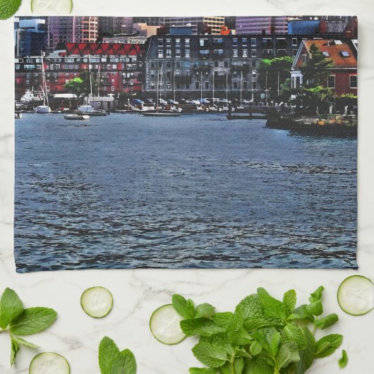 Boston MA - Inner Harbor Theedoek (Gevouwen)