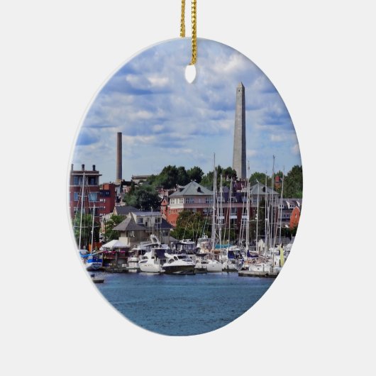Boston MA - Jachthaven met Bunker Hill Monument Keramisch Ornament (Rechts)