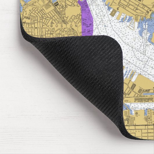 Boston MA Nautical Harbor Chart Mousepad Muismat (Hoek)