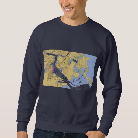 Boston MA Nautical Harbor Chart Shirt (Voorkant)