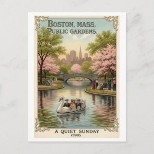 Boston, MA Openbare Tuin Retro Ansichtkaart – Kleu Briefkaart