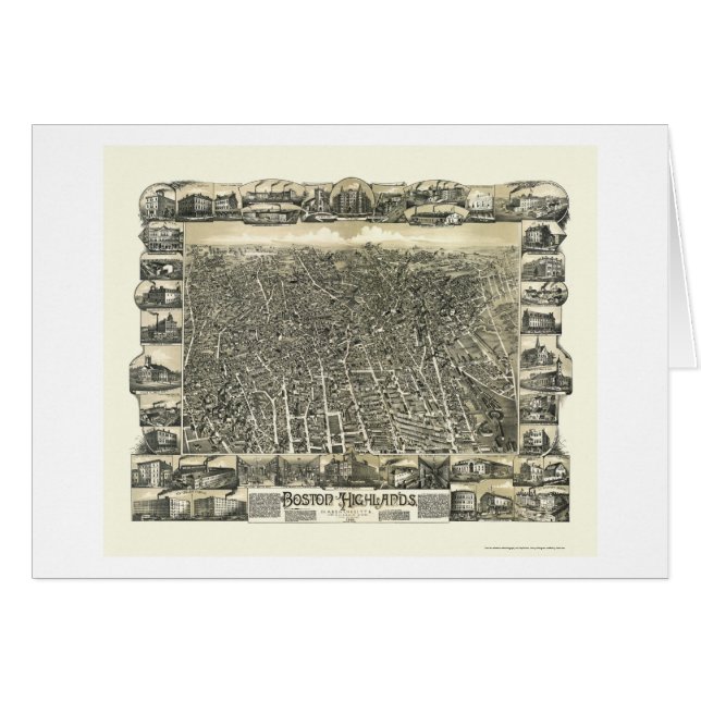 Boston, MA Panoramic Map - 1888 (Voorkant Horizontaal)