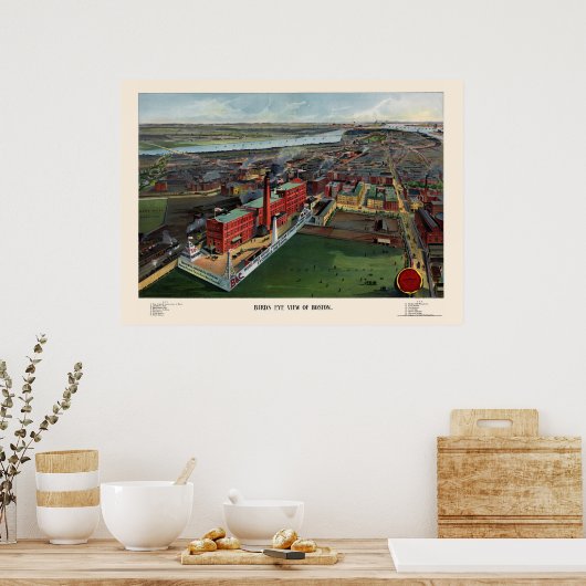 Boston, MA Panoramic Map - 1902 Poster (Keuken)