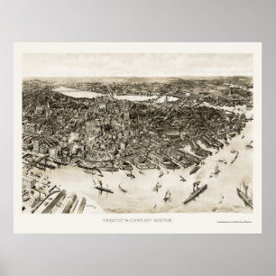 Boston, MA Panoramic Map - 1905 Poster