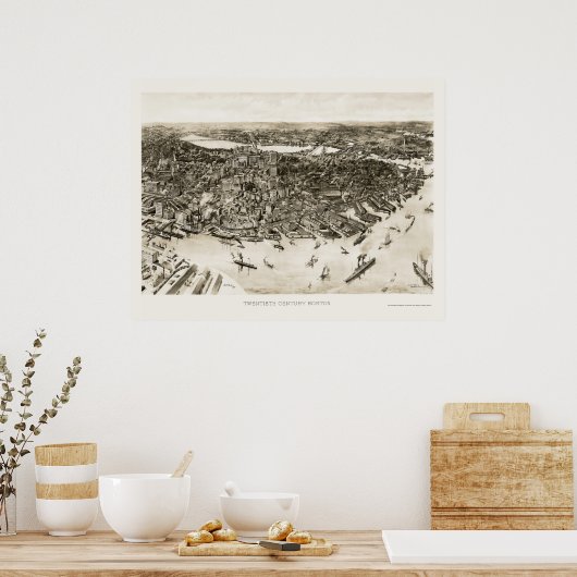Boston, MA Panoramic Map - 1905 Poster (Keuken)