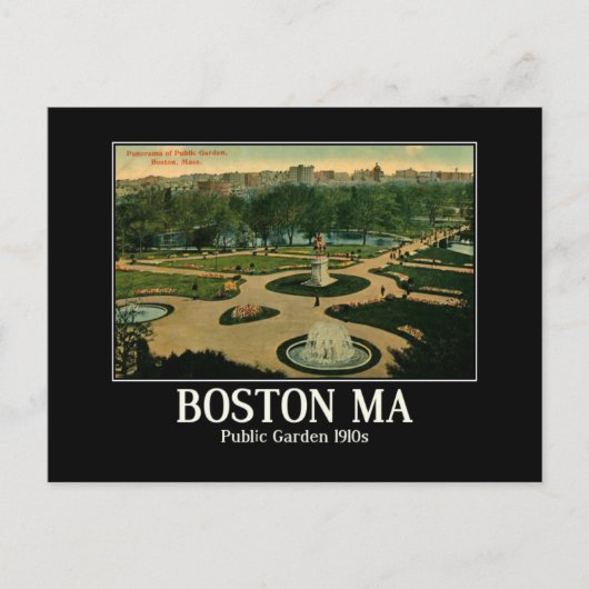 Boston MA, Public Garden 1910s Vintage Geïnspireer Briefkaart (Voorkant)