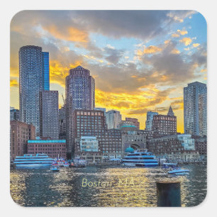 Boston, MA silhouet,  Vierkante Sticker