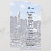 Boston MA Silhouette Met Custom House Tower Menu (Voorkant / Achterkant)
