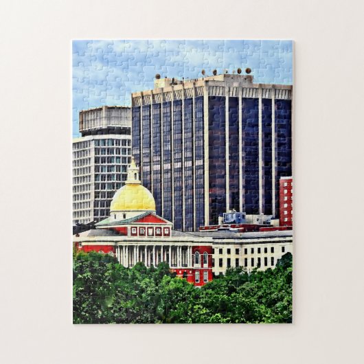 Boston MA - Silhouette met Massachusetts State Hou Legpuzzel (Verticaal)